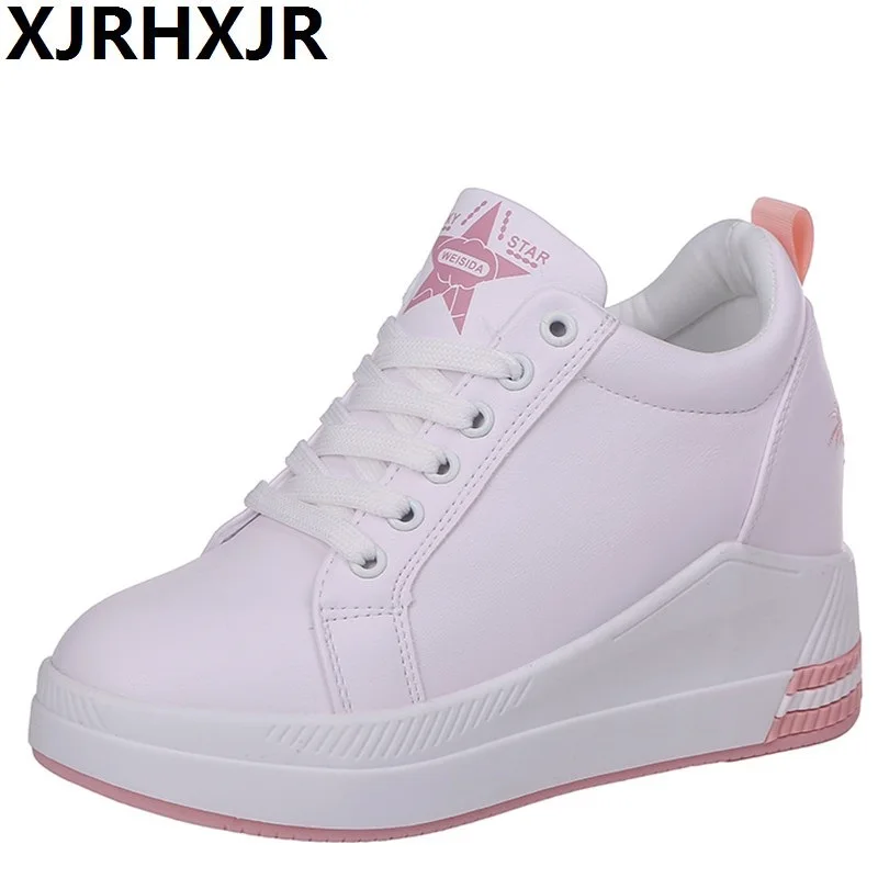 

Women Sneakers 2019 Fashion Breathble Vulcanized Shoes Pu leather Platform Lace up Casual White Tenis Feminino Zapatos De Mujer