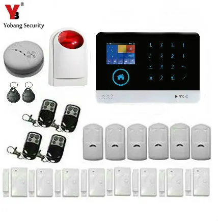 

Yobang Security Wireless WIFI GSM home security Alarm system GPRS display door sensor With Wireless Siren Smoke Detector Sensor
