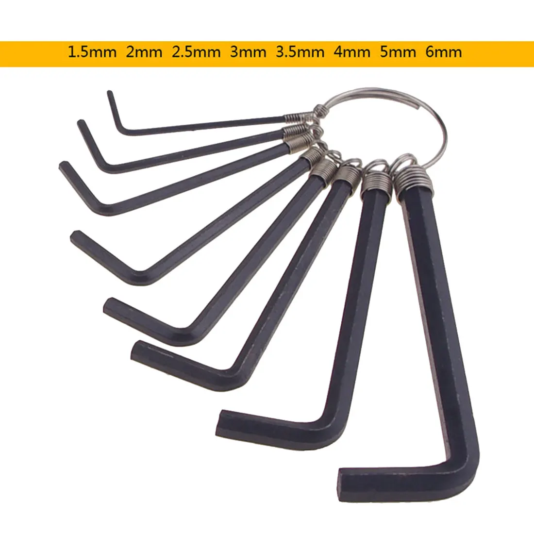 

8 In 1 High Spring Coil Hex Wrench Suit Hex Key Allen Wrench Set 1.5mm~6mm Metric Hand Tool Kit Box Key Chain