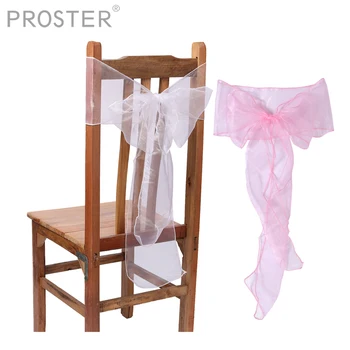 

Proster White Pink 50pcs Organza Sashes Chair Cover Bow Wedding Party Banquet Decor Bow Banquet Wedding Party Decoration
