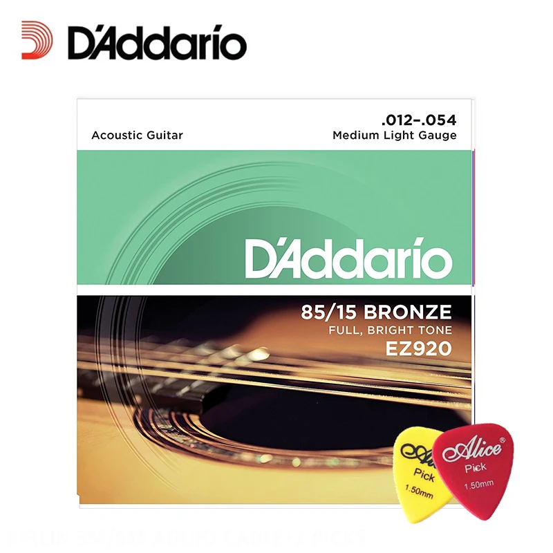 D'Addario EZ920 большой американский Бронзовый Средний светильник (.012 .054) Струны для