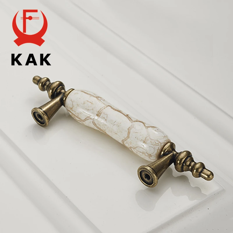 KAK 5 шт./лот керамические ручки для шкафа с мраморными линиями ящика из цинкового