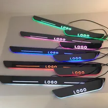 EOsuns индивидуальные светодиодный перемещение двери потертости Nerf бары и работает Панели порога свет накладки для peugeot 3008 2013-15