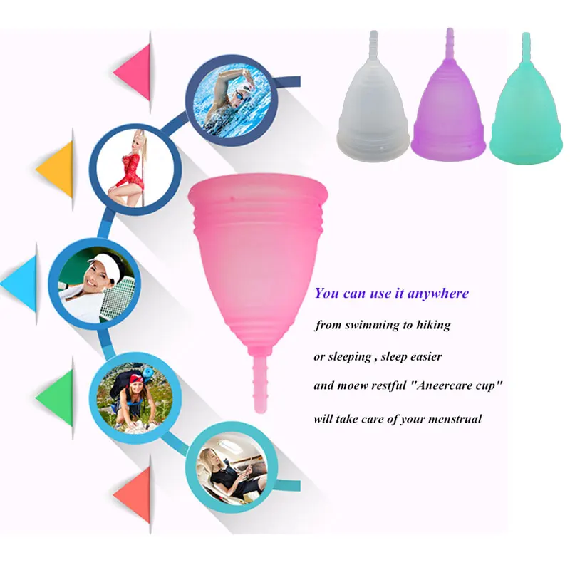 50pcs aneercare  Feminine Hygiene Menstrual Cup Medical Grade Silicone Copo Menstrual de Silicone Medica Reusable Menstrual Cup