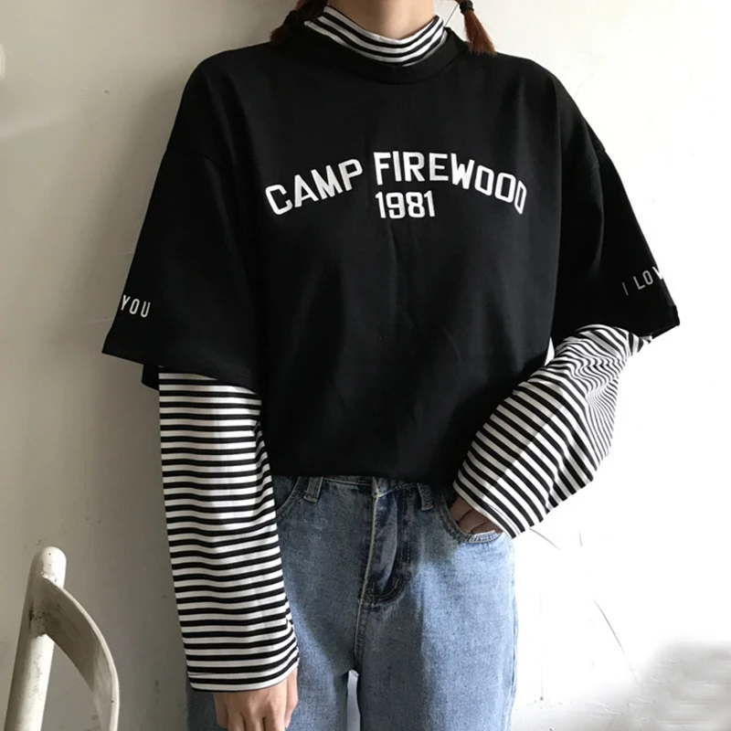 Женская футболка с длинным рукавом в Корейском стиле|tshirt women|t-shirt femmekorean ulzzang |