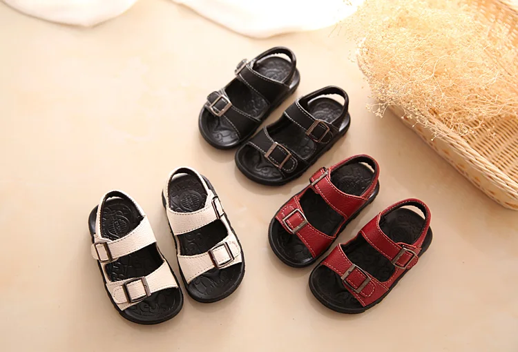 QGXSSHI/Новинка года; летние детские сандалии для мальчиков и девочек; дышащая обувь из натуральной кожи; Детские пляжные сандалии; обувь для малышей