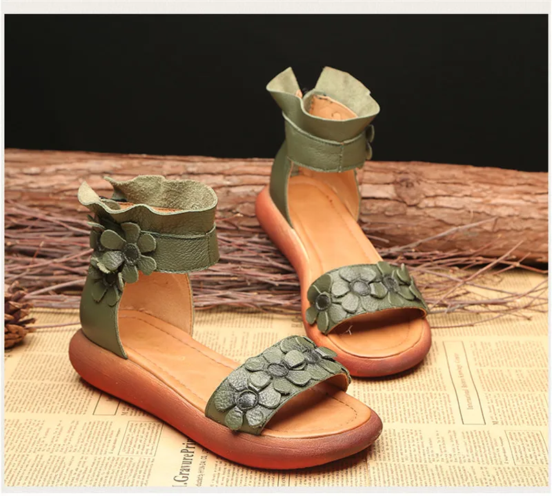 Plus Size Summer Women Sandals Vintage Flower Casual Wedges Heel Platform Shoes Roman Ankle Strap Cow Leather Sandal Women Shoes (8)