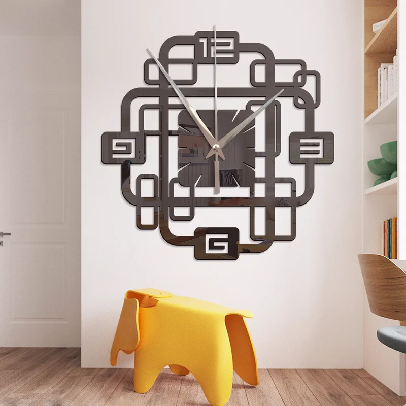 

Modern Chinese Decorative Creative Octagonal Wall Clock 3D Living Room Bedroom Personality Fashion Silent Mirror Wall Clock