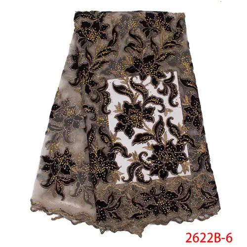 Новейшая африканская кружевная ткань высокого качества бархатная кружевная ткань с камнями вышивка кружевная отделка для африканского свадебного платья 2622b - Цвет: AS picture