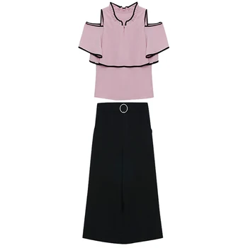 

Fashion 2pcs Sets Female Clothing Casual White Suits Two Pieces Set Tracksuit Pullover T-shirt Tops & Wide Leg Pants
