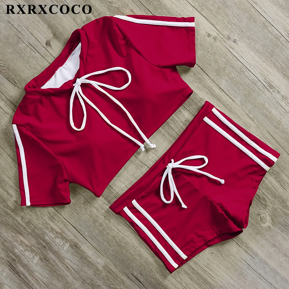 RXRXCOCO Hot Sexy Bikinis 2019 Mujer Long Sleeve Swimsuit Push Up Bikini Set Thong Biquinis Solid Swimwear Women Traje De Bano