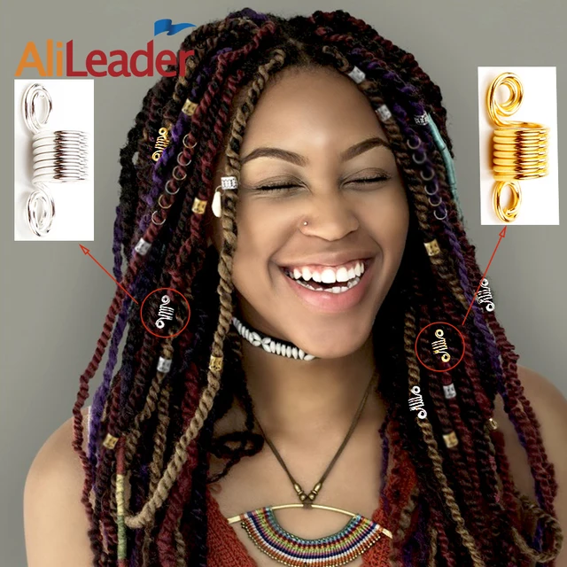 20PCS Dread Lock Dreadlocks Braiding Beads Silver Golden Metal Cuffs