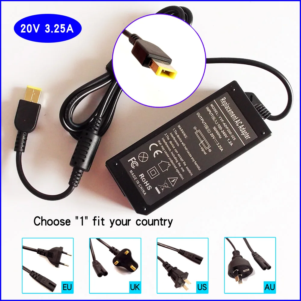 20V 3.25A Laptop Ac Adapter Charger for Lenovo IdeaPad 500-14ACZ 80K3,500S-13ISK 80Q2,300-15ISK 80Q7,305-14IBD 80R1