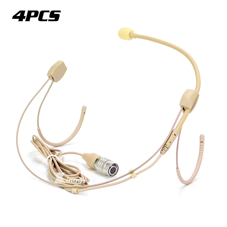4Pcs 4 Pin 4Pin Hirose Plug Dual Earhook Mic Headset Headworn