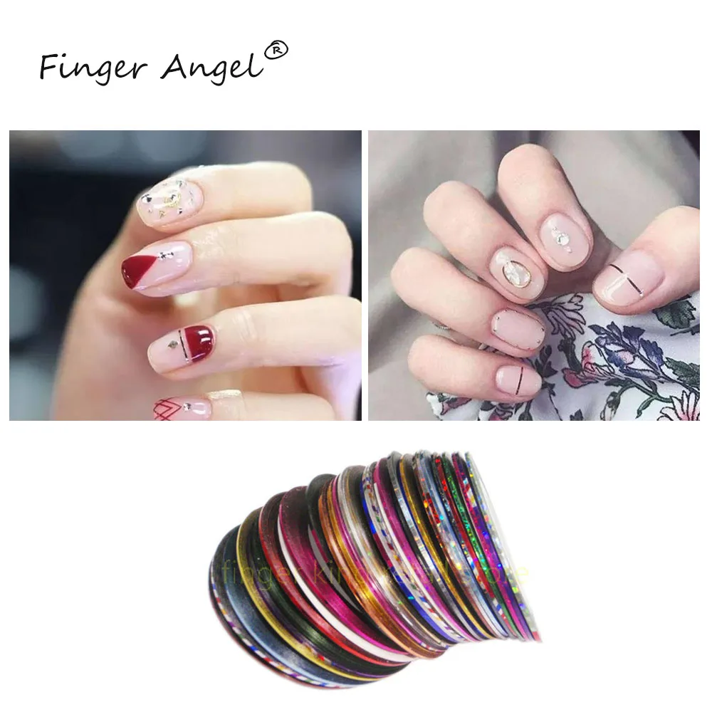 Finger Angel Nail Art Чередование ленты линии 24 шт. смешанные цвета рулоны 1 мм Маникюр наклейки s DIY Советы украшения наклейки Набор