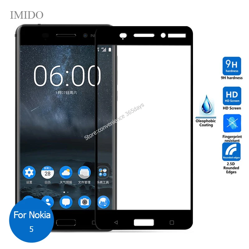Закаленное стекло для Nokia 5 защитная пленка экрана с полным покрытием 2 Nokia5 TA 1024 1027