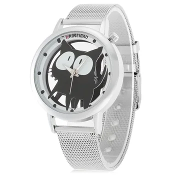 

Fashion Cartton Cat Women Watches Steel Mesh Strap Quartz Wristwatches Girl Children Watches Relogio Feminino Mujer Female Clock