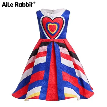 

AiLe Rabbit Cross-border exclusively for the new 2018 jacquard dress characteristic printing girl dress of the girls