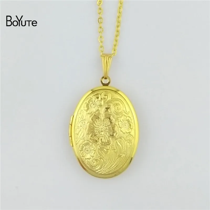 BoYuTe 70CM Chain 2329MM Oval Open Photo Pendant Locket Necklace Vintage Jewelry (7)