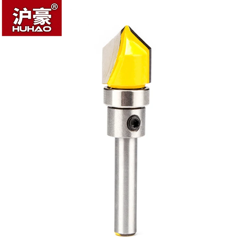 

HUHAO 1pc 1/2" Shank Router Bit V-Type Tungsten Carbide Woodworking Milling Cutter Round Edge Slotted Chamfering Engraving Tool
