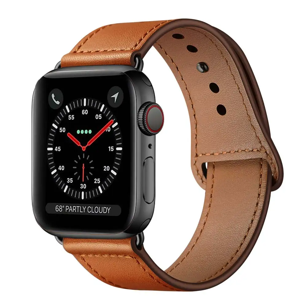 Ремешок из натуральной кожи для Apple Watch 4 44 мм 40 мм серия 4 3 2 1 Классический стиль Iwatch Ремешки для наручных часов для Apple Watch 42 мм 38 мм - Цвет ремешка: Brown