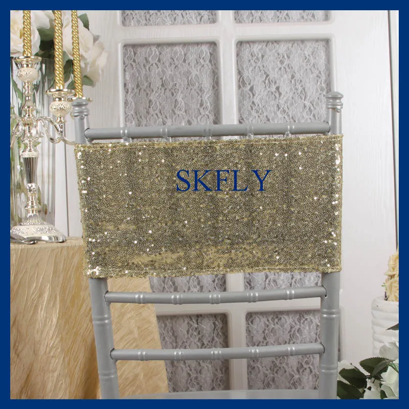 

SH018B New SKFLY 2018 wedding decoration sparkly light gold chair band