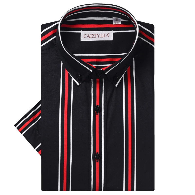 

Men's Short Sleeve 3-Color Striped Shirts Comfortable Cotton Smart Casual Button Down Collar Easy Care Shirt