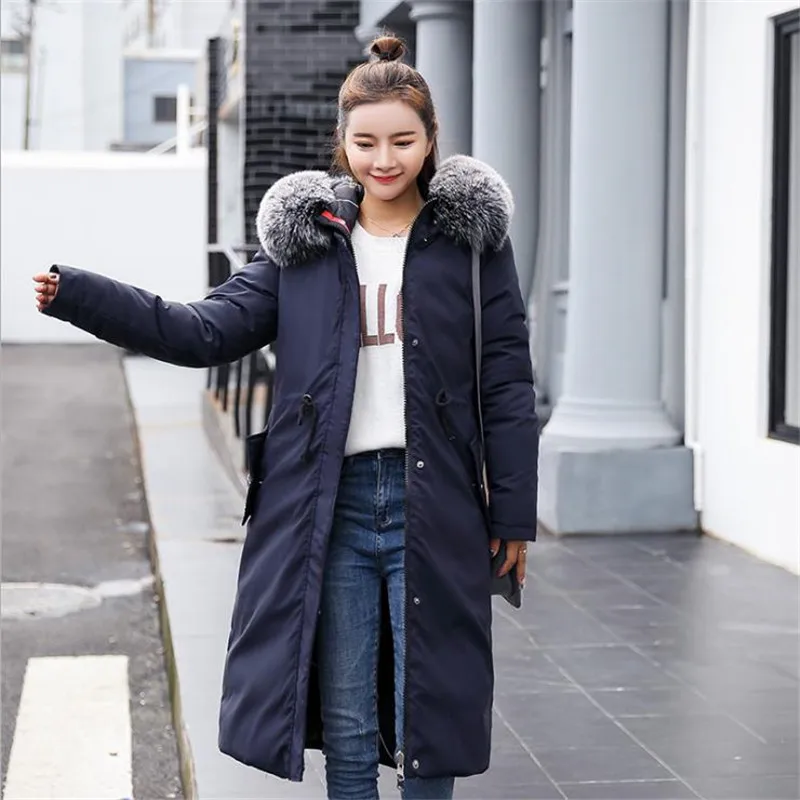 Porter Épais Veste Rembourré Chaud D226 Femmes 2018 Grand Capuchon Côtés army Green navy En Survêtement Black À De Manteau Coton D'hiver Blue Fourrure Parkas Et Peut red Long Double PPHnq7xv