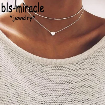 

MAA-OE Bohemian Alloy Heart-Shaped Choker Necklaces New Fashion Charm Pendant Necklace for Women Vintage Jewelry N418