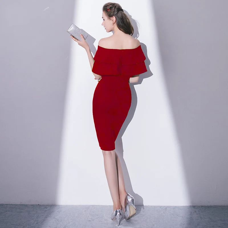 Ssyfashion Новые простые Короткие коктейльные платья невесты для торжеств красного