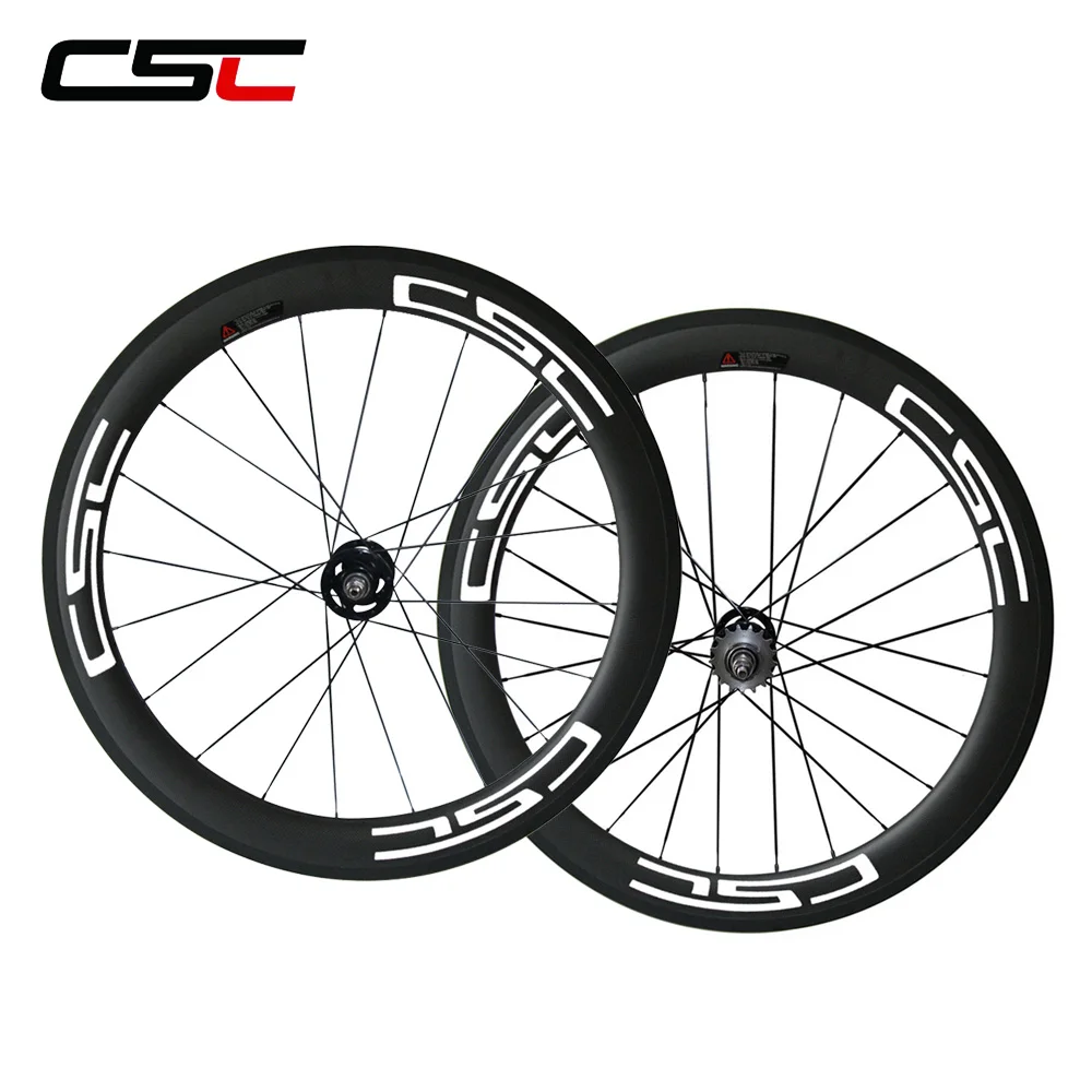 

CSC 23mm Width 60mm Tubular carbon Track bike wheels set aero spokes