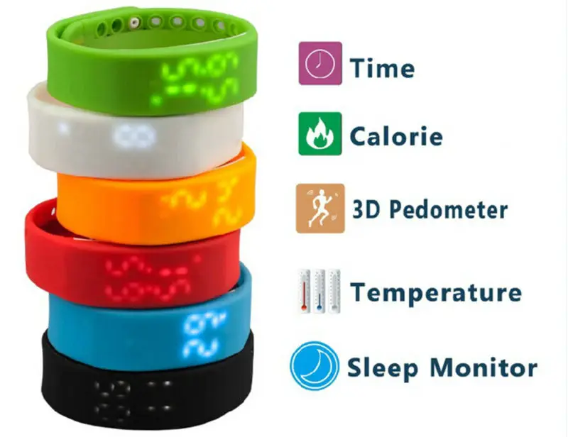 W2 Smartband Тонкий Умный Браслет USB Наручные 3D Шагомер Сна Температура Монитор Калорий Отображения Времени Фитнес Спортивные Наручные