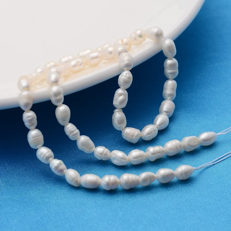 20Strands Grade A Natural Freshwater Pearl Strands Idea for Jewelry Gift Making, Rice Beads White, 4~5mm, Hole: 0.8mm; 55pcs/str