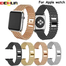 Роскошный ремешок для часов Apple Watch 42 мм 38 мм ремешок Золотые бусы из нержавеющей стали для iwatch 1 2 3 серии ремешок стальной браслет ремень