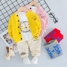 2019 Autumn Toddler Boys Girls Clothes Suits Children Baby Clothing Set Coat + Lion T Shirt+Pants Sets Infant Kids Costume Suit children s baby boy outdoor coat cotton sweater boys girls set infant warm jacket pants 2pcs suit newborns toddler clothing sets