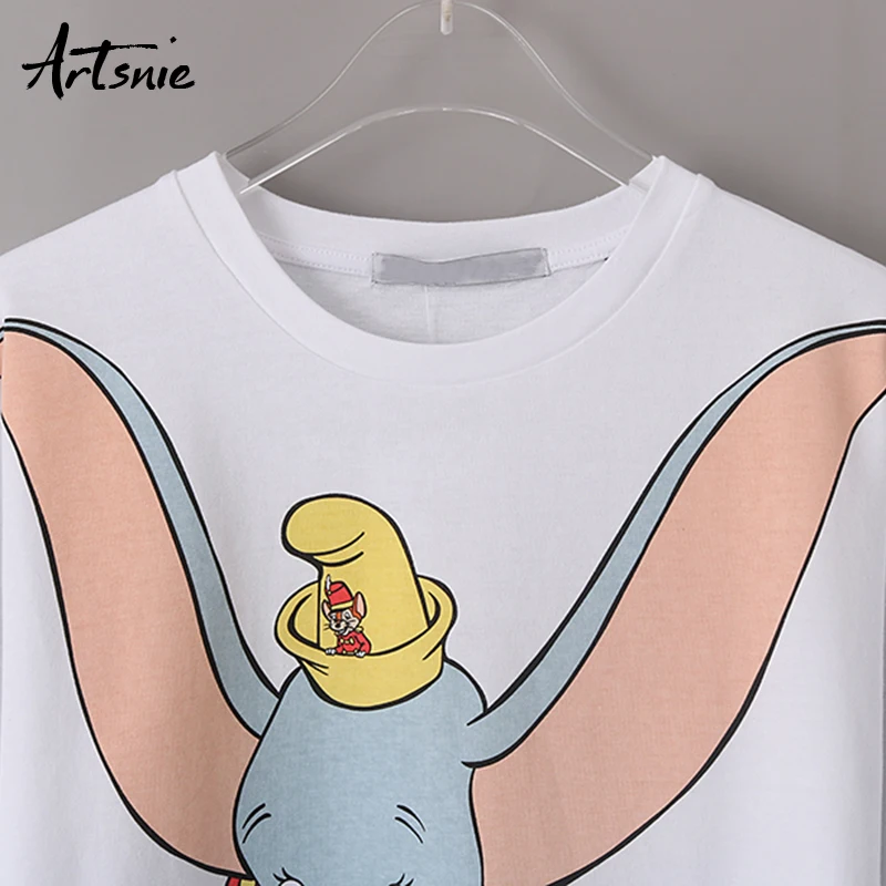 Artsnie الصيف 2019 الكرتون دامبو طباعة المرأة تي شيرت يا الرقبة قصيرة الأكمام الأبيض قمم موهير الشارع الشهير تي شيرت غير رسمي تيز فام Artsnie الصيف 2019 الكرتون دامبو طباعة المرأة تي شيرت يا الرقبة قصيرة الأكمام الأبيض قمم موهير الشارع الشهير تي شيرت غير رسمي تيز فام