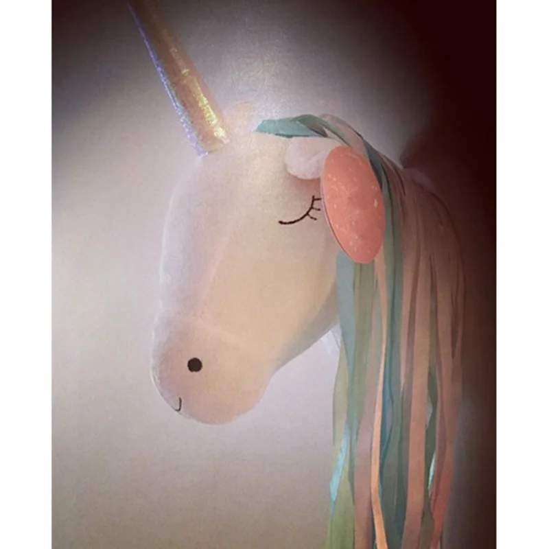 Unicorn Stuffed Animals Plush Toys 3D Animals Head Wall Hanging Mount Girls Kids Room Decoration Children Bedroom Accessories plush doll,anime plush doll