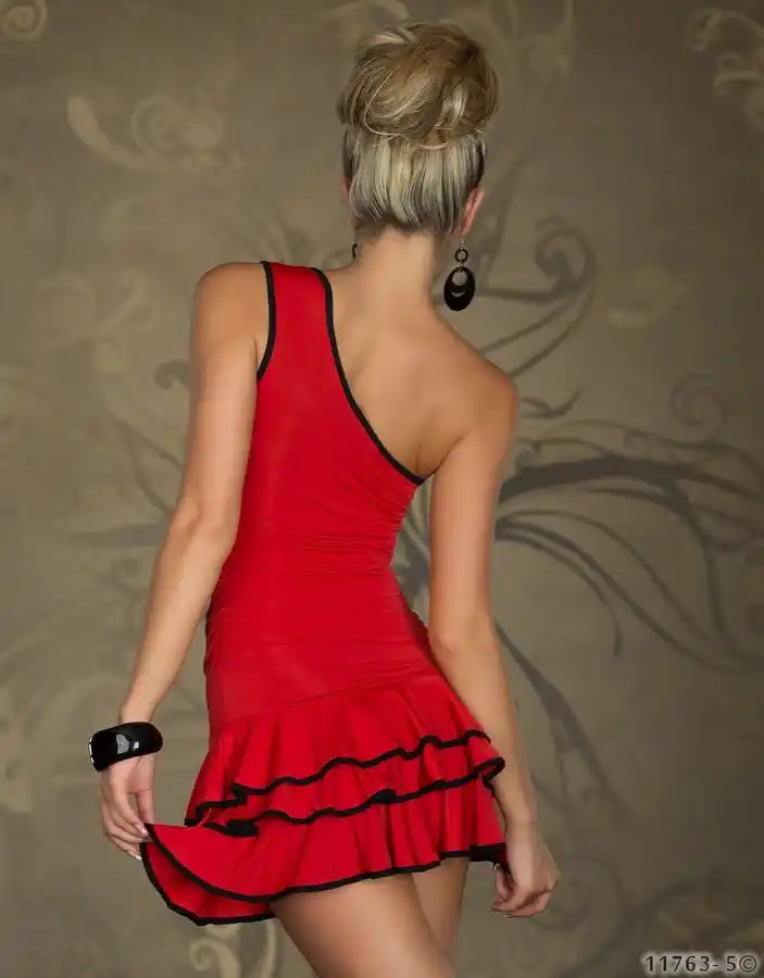 Ml Cheap Hot Sale Sexy Ruffles Girl Dress One Arm Dancer Short Dress One Shoulder One Piece Mini Dress Black Red Dress Up Style Girls Dress Valentinedress Michelle Aliexpress