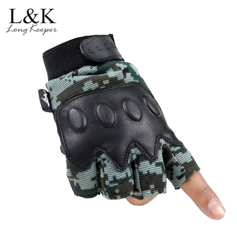 Long Keeper Men Fitness Gloves Semi finger Gloves Military