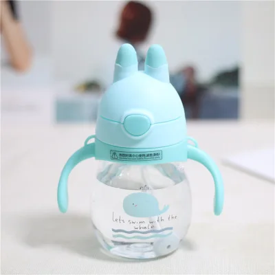 green Мультфильм стакана воды Кролик уха ручка ребенок учится питьевой чашки Детская кружка для воды - Цвет: green