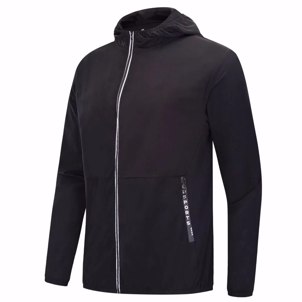 men Hooded running jacket Long Sleeve Sweatshirt Quick Dry Zipper
