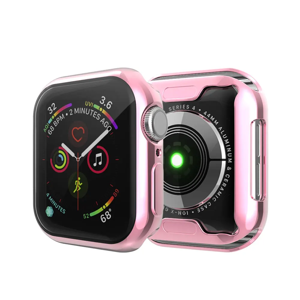 Мягкий ТПУ защитный чехол для Apple Watch 6SE 42 мм 38 40 44 гальваническое покрытие полная