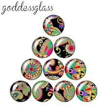 Новые цветочные узоры, красивые 10 шт., 12 мм/18 мм/20 мм/25 мм/30 мм, круглые фото стеклянные кабошон, демонстрация, плоская задняя часть, изготовление ZB0581