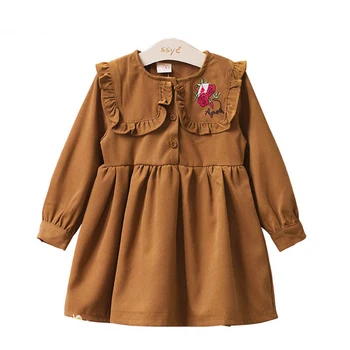 

Girl Dress 2018 Spring New Korean Version embroidery Rose O-neck Long Sleeve Princess Dresses for Kids Children's Clothing