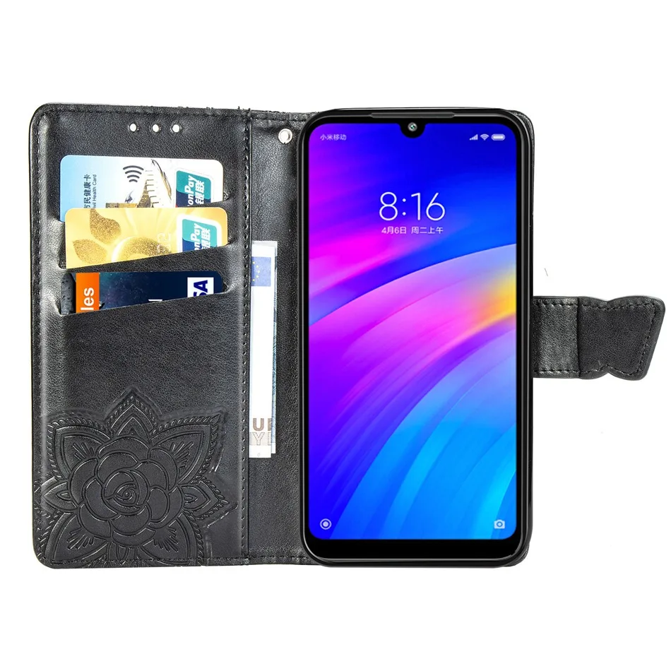 Xiaomi Redmi 7 Case Flip Wallet PU Leather Case On For Xiaomi Redmi 7 Cover Butterfly Mmbossing Phone Cases For Redmi 7 Coque xiaomi leather case card