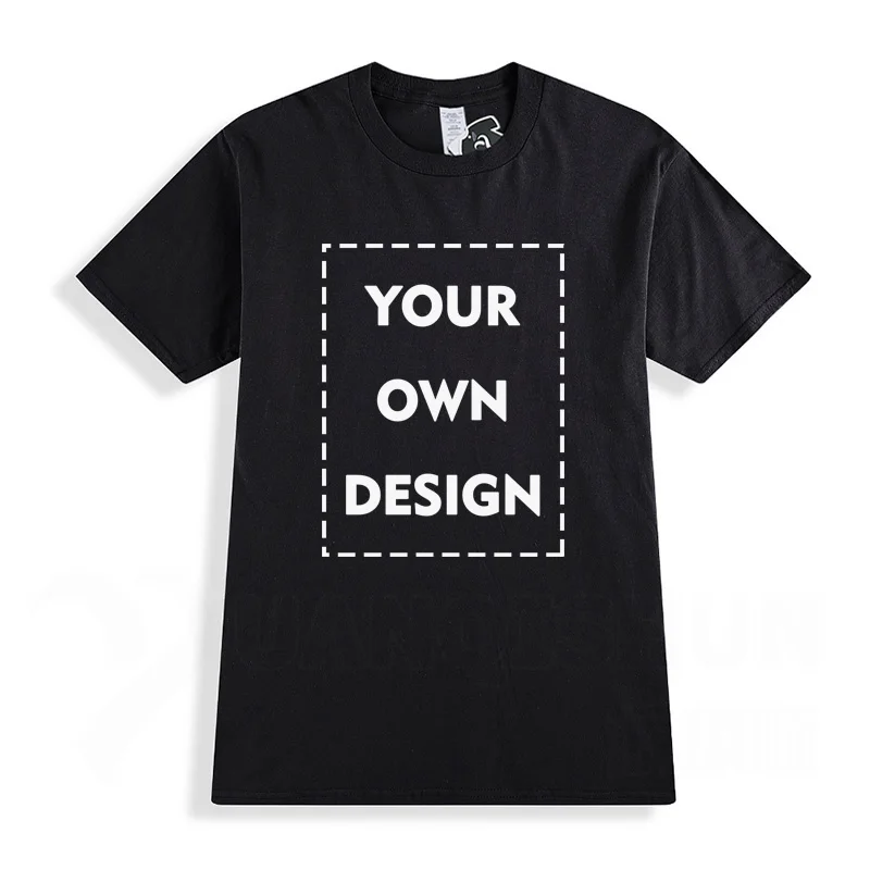 Ваш собственный дизайн логотип бренда/изображение Высокое качество Повседневная мужская и женская футболка унисекс размера плюс футболка - Цвет: Black 1