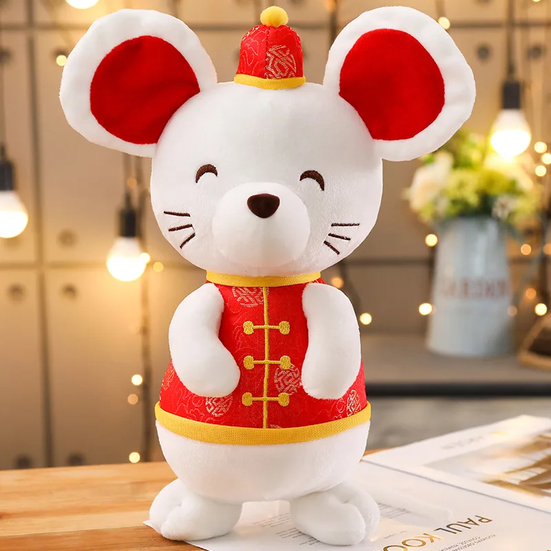 

2020 Rat Year Kawaii China Dress Mascot Rat Plush Mouse in Tang suit Soft Toys Chinese New Year Party Decoration Gift