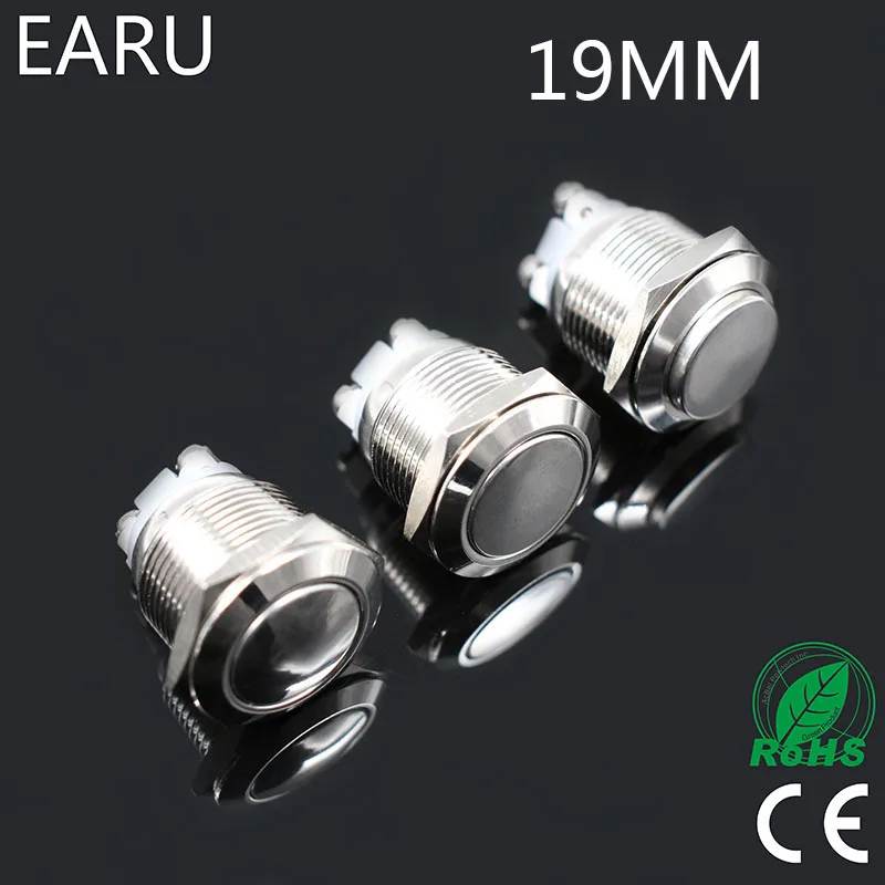

1pc 19mm Start Horn Button Momentary Stainless Steel Metal Doorbell Horn Push Button Switch Screw Feet Car Auto Engine PC Power