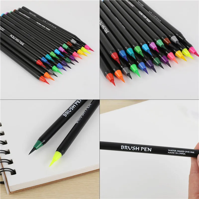 Online 20 24 48 farben Aquarell Pinsel Pen Set mit Wasser Stift Marker Stift Schriftzug Stift Fabricolor Rotulador Marker handlettering