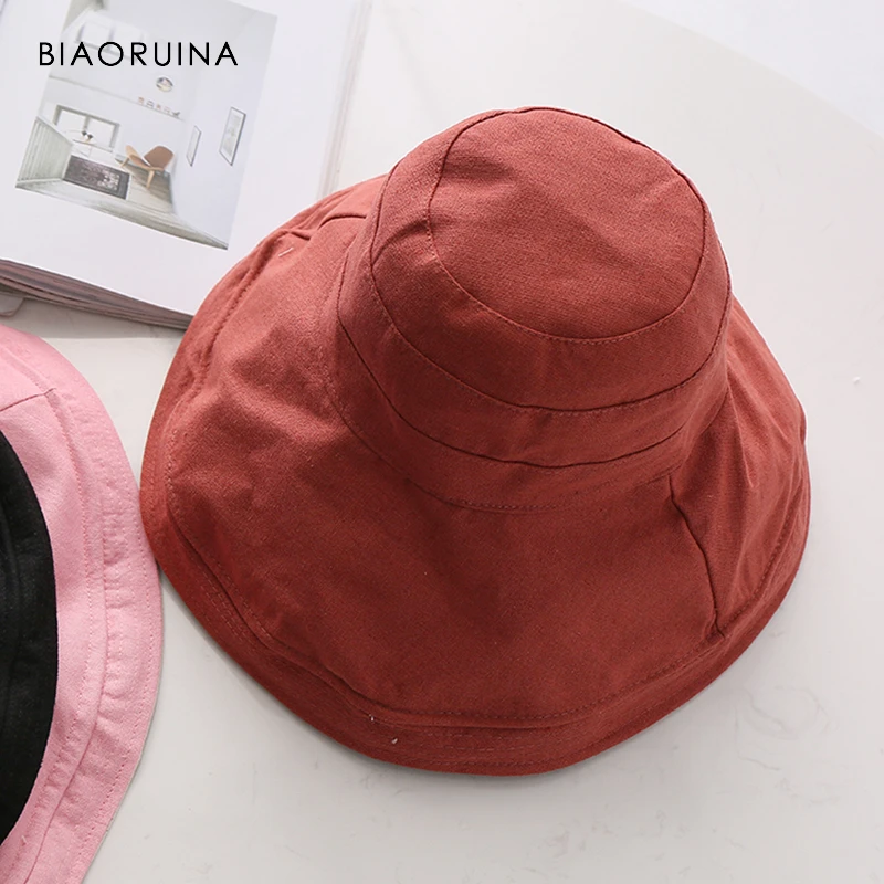 

BIAORUINA Women Gentle Solid All-match Fisherman Hat Female Casual Bucket Hat Women's Fashion Sun Hat Elegant Hats